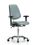 Class 100 Vinyl Clean Room Chair - Medium Bench Height with Medium Back, Adjustable Arms, & Casters in Storm Supernova Vinyl NCR-VMBCH-MB-CR-T0-A1-NF-CC-8822