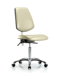 Class 100 Vinyl Clean Room Chair - Medium Bench Height with Medium Back, Seat Tilt, & Casters in Adobe White Trailblazer Vinyl NCR-VMBCH-MB-CR-T1-A0-NF-CC-8501