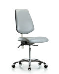 Class 100 Vinyl Clean Room Chair - Medium Bench Height with Medium Back, Seat Tilt, & Casters in Dove Trailblazer Vinyl NCR-VMBCH-MB-CR-T1-A0-NF-CC-8567