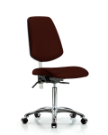 Class 100 Vinyl Clean Room Chair - Medium Bench Height with Medium Back, Seat Tilt, & Casters in Burgundy Trailblazer Vinyl NCR-VMBCH-MB-CR-T1-A0-NF-CC-8569