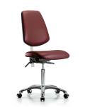 Class 100 Vinyl Clean Room Chair - Medium Bench Height with Medium Back, Seat Tilt, & Casters in Borscht Supernova Vinyl NCR-VMBCH-MB-CR-T1-A0-NF-CC-8815