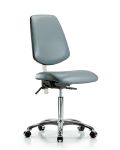 Class 100 Vinyl Clean Room Chair - Medium Bench Height with Medium Back, Seat Tilt, & Casters in Storm Supernova Vinyl NCR-VMBCH-MB-CR-T1-A0-NF-CC-8822