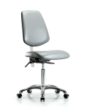 Class 100 Vinyl Clean Room Chair - Medium Bench Height with Medium Back, Seat Tilt, & Casters in Sterling Supernova Vinyl NCR-VMBCH-MB-CR-T1-A0-NF-CC-8840
