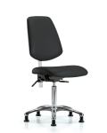 Class 100 Vinyl Clean Room Chair - Medium Bench Height with Medium Back, Seat Tilt, & Stationary Glides in Black Trailblazer Vinyl NCR-VMBCH-MB-CR-T1-A0-NF-RG-8540