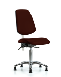 Class 100 Vinyl Clean Room Chair - Medium Bench Height with Medium Back, Seat Tilt, & Stationary Glides in Burgundy Trailblazer Vinyl NCR-VMBCH-MB-CR-T1-A0-NF-RG-8569