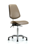 Class 100 Vinyl Clean Room Chair - Medium Bench Height with Medium Back, Seat Tilt, & Stationary Glides in Taupe Supernova Vinyl NCR-VMBCH-MB-CR-T1-A0-NF-RG-8809