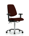 Class 100 Vinyl Clean Room Chair - Medium Bench Height with Medium Back, Seat Tilt, Adjustable Arms, & Casters in Burgundy Trailblazer Vinyl NCR-VMBCH-MB-CR-T1-A1-NF-CC-8569