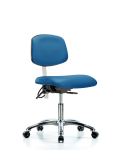 Class 100 Vinyl Clean Room/ESD Chair - Desk Height with ESD Casters in Blue ESD Vinyl NECR-DHCH-CR-T0-A0-EC-ESDBLU
