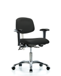 Class 100 Vinyl Clean Room/ESD Chair - Desk Height with Adjustable Arms & ESD Casters in Black ESD Vinyl NECR-DHCH-CR-T0-A1-EC-ESDBLK