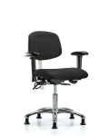 Class 100 Vinyl Clean Room/ESD Chair - Desk Height with Adjustable Arms & ESD Stationary Glides in Black ESD Vinyl NECR-DHCH-CR-T0-A1-EG-ESDBLK