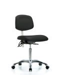 Class 100 Vinyl Clean Room/ESD Chair - Medium Bench Height with ESD Casters in Black ESD Vinyl NECR-MBCH-CR-T0-A0-NF-EC-ESDBLK