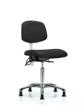 Class 100 Vinyl Clean Room/ESD Chair - Medium Bench Height with Seat Tilt & ESD Stationary Glides in Black ESD Vinyl NECR-MBCH-CR-T1-A0-NF-EG-ESDBLK