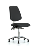 Class 100 Vinyl Clean Room/ESD Chair - Desk Height with Medium Back & ESD Stationary Glides in Black ESD Vinyl NECR-VDHCH-MB-CR-T0-A0-EG-ESDBLK