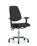 Class 100 Vinyl Clean Room/ESD Chair - Desk Height with Medium Back, Adjustable Arms, & ESD Stationary Glides in Black ESD Vinyl NECR-VDHCH-MB-CR-T0-A1-EG-ESDBLK