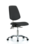 Class 100 Vinyl Clean Room/ESD Chair - Desk Height with Medium Back, Seat Tilt, & ESD Casters in Black ESD Vinyl NECR-VDHCH-MB-CR-T1-A0-EC-ESDBLK