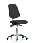 Class 100 Vinyl Clean Room/ESD Chair - Medium Bench Height with Medium Back, Seat Tilt, & ESD Casters in Black ESD Vinyl NECR-VMBCH-MB-CR-T1-A0-NF-EC-ESDBLK