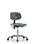 Polyurethane Chair Chrome - Desk Height with Casters in Black Polyurethane PDHCH-CR-T0-A0-CC-BLK