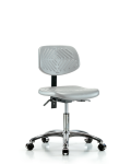 Polyurethane Chair Chrome - Desk Height with Casters in Gray Polyurethane PDHCH-CR-T0-A0-CC-GRY