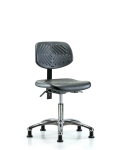 Polyurethane Chair Chrome - Desk Height with Stationary Glides in Black Polyurethane PDHCH-CR-T0-A0-RG-BLK