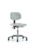 Polyurethane Chair Chrome - Desk Height with Stationary Glides in Gray Polyurethane PDHCH-CR-T0-A0-RG-GRY