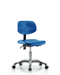 Polyurethane Chair Chrome - Desk Height with Seat Tilt & Casters in Blue Polyurethane PDHCH-CR-T1-A0-CC-BLU