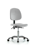 Polyurethane Chair Chrome - Desk Height with Seat Tilt & Casters in Gray Polyurethane PDHCH-CR-T1-A0-CC-GRY