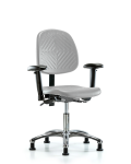Polyurethane Chair Chrome - Desk Height with Seat Tilt, Adjustable Arms, & Stationary Glides in Gray Polyurethane PDHCH-CR-T1-A1-RG-GRY