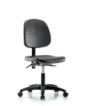 Polyurethane Chair - Desk Height with Medium Back, Seat Tilt, & Casters in Black Polyurethane PDHCH-MB-RG-T1-A0-RC-BLK