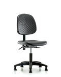 Polyurethane Chair - Desk Height with Medium Back, Seat Tilt, & Stationary Glides in Black Polyurethane PDHCH-MB-RG-T1-A0-RG-BLK