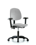Polyurethane Chair - Desk Height with Medium Back, Seat Tilt, Adjustable Arms, & Casters in Gray Polyurethane PDHCH-MB-RG-T1-A1-RC-GRY