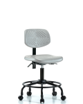 Polyurethane Chair with Round Tube Base - Desk Height with Medium Back & Casters in Gray Polyurethane PDHCH-MB-RT-T0-A0-RC-GRY