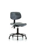 Polyurethane Chair with Round Tube Base - Desk Height with Medium Back, Seat Tilt, & Stationary Glides in Black Polyurethane PDHCH-MB-RT-T1-A0-RG-BLK