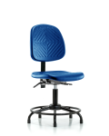 Polyurethane Chair with Round Tube Base - Desk Height with Medium Back, Seat Tilt, & Stationary Glides in Blue Polyurethane PDHCH-MB-RT-T1-A0-RG-BLU