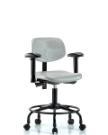 Polyurethane Chair with Round Tube Base - Desk Height with Medium Back, Seat Tilt, Adjustable Arms, & Casters in Gray Polyurethane PDHCH-MB-RT-T1-A1-RC-GRY