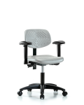 Polyurethane Chair - Desk Height with Adjustable Arms & Casters in Gray Polyurethane PDHCH-RG-T0-A1-RC-GRY