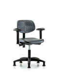 Polyurethane Chair - Desk Height with Adjustable Arms & Stationary Glides in Black Polyurethane PDHCH-RG-T0-A1-RG-BLK