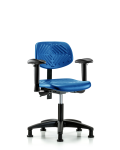 Polyurethane Chair - Desk Height with Adjustable Arms & Stationary Glides in Blue Polyurethane PDHCH-RG-T0-A1-RG-BLU