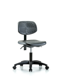 Polyurethane Chair - Desk Height with Seat Tilt & Casters in Black Polyurethane PDHCH-RG-T1-A0-RC-BLK