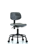 Polyurethane Chair Round Tube Base - Desk Height with Casters in Black Polyurethane PDHCH-RT-T0-A0-RC-BLK