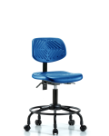 Polyurethane Chair Round Tube Base - Desk Height with Casters in Blue Polyurethane PDHCH-RT-T0-A0-RC-BLU