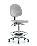 Polyurethane Chair Chrome - High Bench Height with Medium Back, Seat Tilt, Chrome Foot Ring, & Stationary Glides in Gray Polyurethane PHBCH-MB-CR-T1-A0-CF-RG-GRY