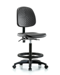 Polyurethane Chair - High Bench Height with Medium Back & Casters in Black Polyurethane PHBCH-MB-RG-T0-A0-BF-RC-BLK