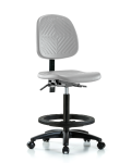 Polyurethane Chair - High Bench Height with Medium Back & Casters in Gray Polyurethane PHBCH-MB-RG-T0-A0-BF-RC-GRY