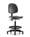 Polyurethane Chair - High Bench Height with Medium Back & Stationary Glides in Black Polyurethane PHBCH-MB-RG-T0-A0-BF-RG-BLK