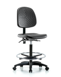 Polyurethane Chair - High Bench Height with Medium Back & Casters in Black Polyurethane PHBCH-MB-RG-T0-A0-CF-RC-BLK