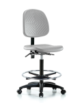 Polyurethane Chair - High Bench Height with Medium Back & Casters in Gray Polyurethane PHBCH-MB-RG-T0-A0-CF-RC-GRY