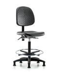 Polyurethane Chair - High Bench Height with Medium Back & Stationary Glides in Black Polyurethane PHBCH-MB-RG-T0-A0-CF-RG-BLK