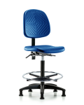 Polyurethane Chair - High Bench Height with Medium Back & Stationary Glides in Blue Polyurethane PHBCH-MB-RG-T0-A0-CF-RG-BLU