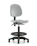 Polyurethane Chair - High Bench Height with Medium Back, Seat Tilt, Black Foot Ring, & Stationary Glides in Gray Polyurethane PHBCH-MB-RG-T1-A0-BF-RG-GRY