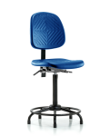 Polyurethane Chair with Round Tube Base - High Bench Height with Medium Back & Stationary Glides in Blue Polyurethane PHBCH-MB-RT-T0-A0-RG-BLU